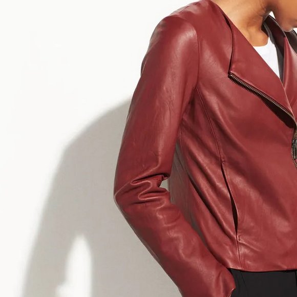 NWT Vince Asymmetric Zip Leather Jacket - Picture 9 of 13